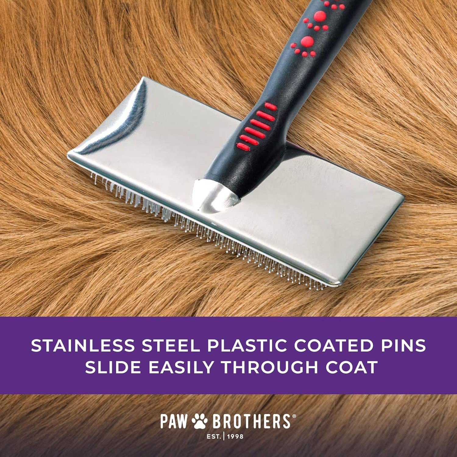 Paw Brothers Slicker Dog and Cat Grooming Brush for Professional Pet Groomers - Easy to Use - Comfortable - Removes Long and Loose Hair