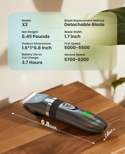 Cat Clippers for Matted Hair, Quiet Cat Shaver for Long Hair, Cordless Cat Hair Trimmer for Grooming, 2 Speed Pet Shaver Cat Grooming Kit for Cats Small Dogs Animals (Blue)