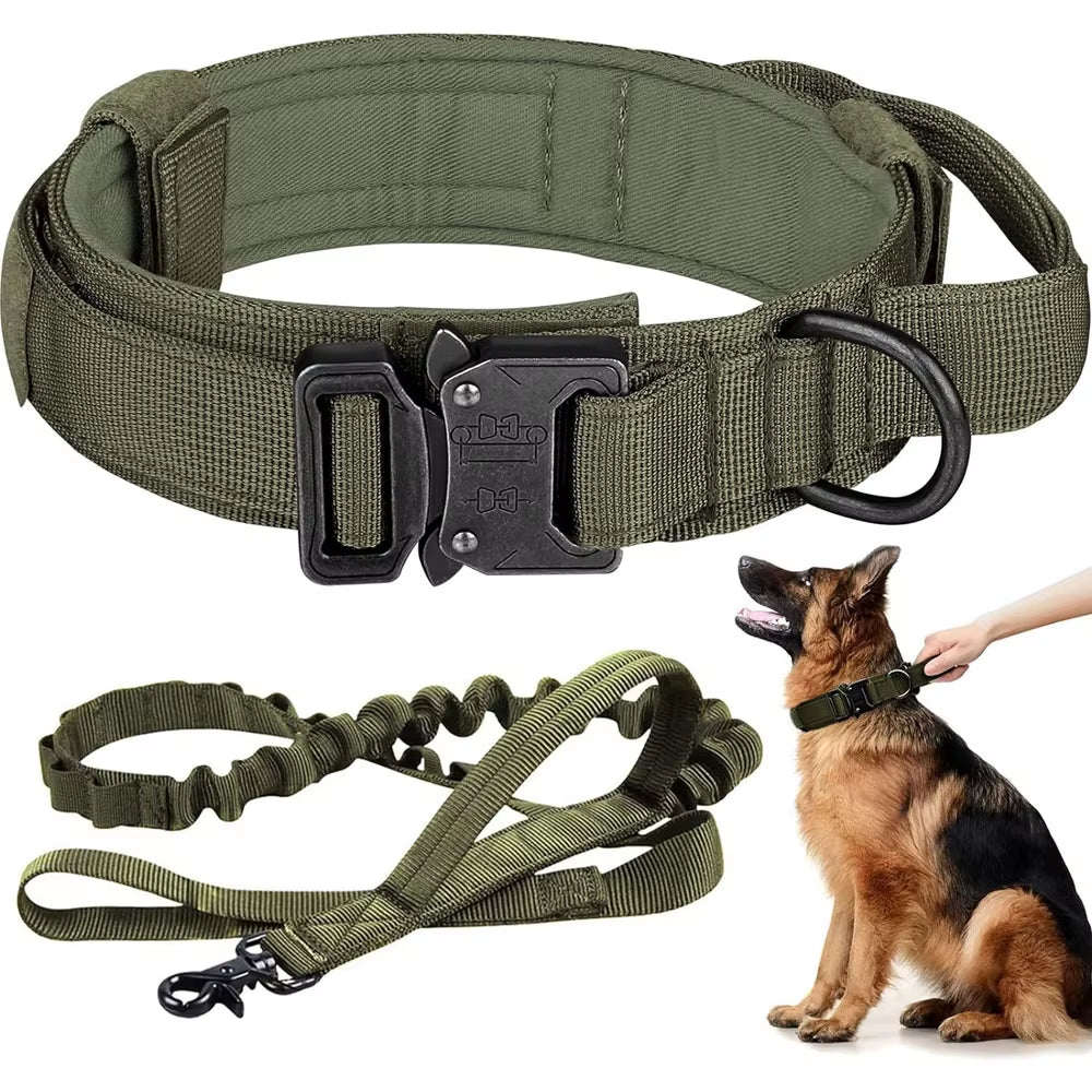NEW Dog Collar Durable Tactical Leash Set Adjustable Pet Collar Leash Medium Large Dog German Shepherd Training Accessories