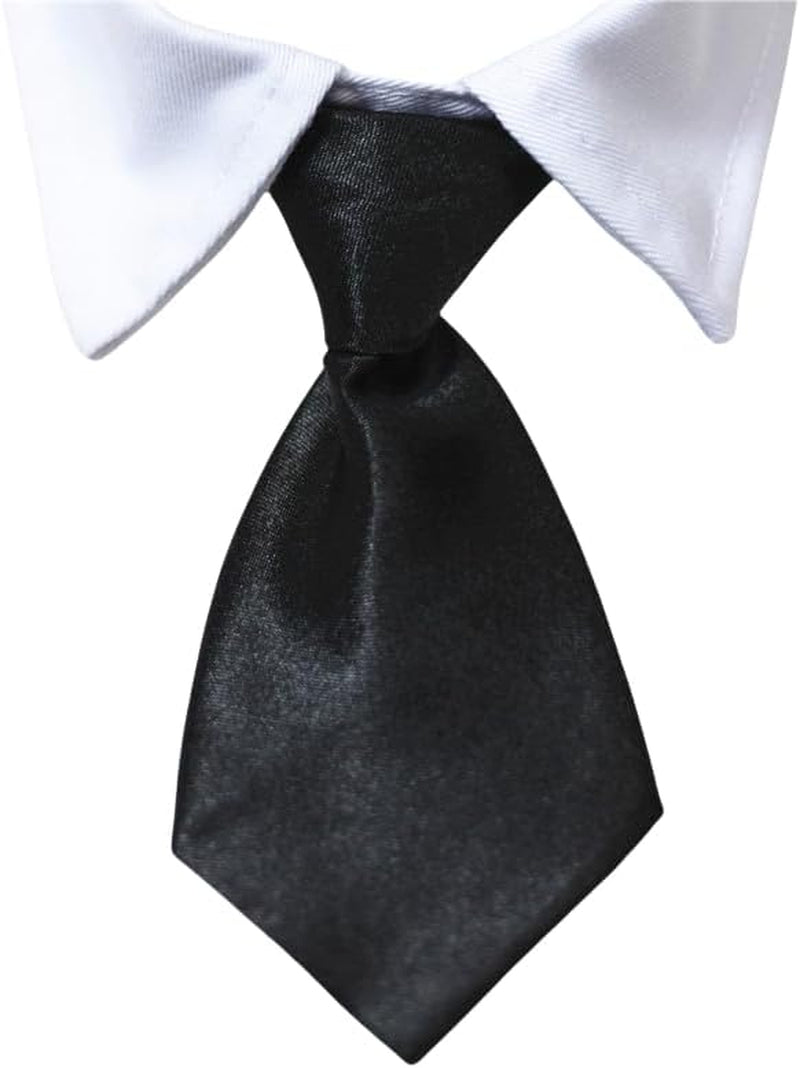 Dog Neck Tie, Pet Tuxedo Cotton Collar with Black Tie for Dogs & Cats