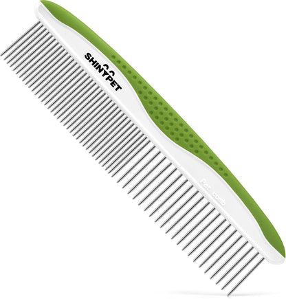 Dog Comb for Removes Tangles and Knots - Cat Comb for Removing Matted Fur - Grooming Tool with Stainless Steel Teeth and Non-Slip Grip Handle - Best Pet Hair Comb for Home Grooming Kit - Ebook Guide